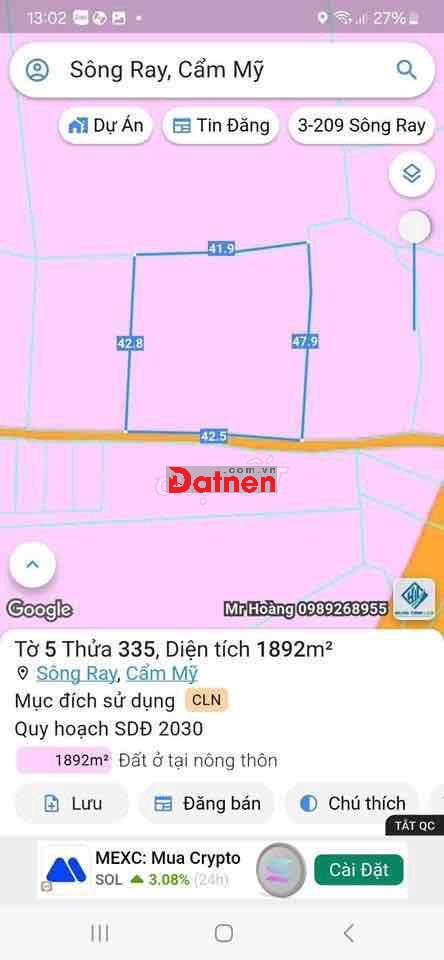 HOT! CHỦ KẸT QUÁ! bán gấp 1,9 sào phủ Hồng