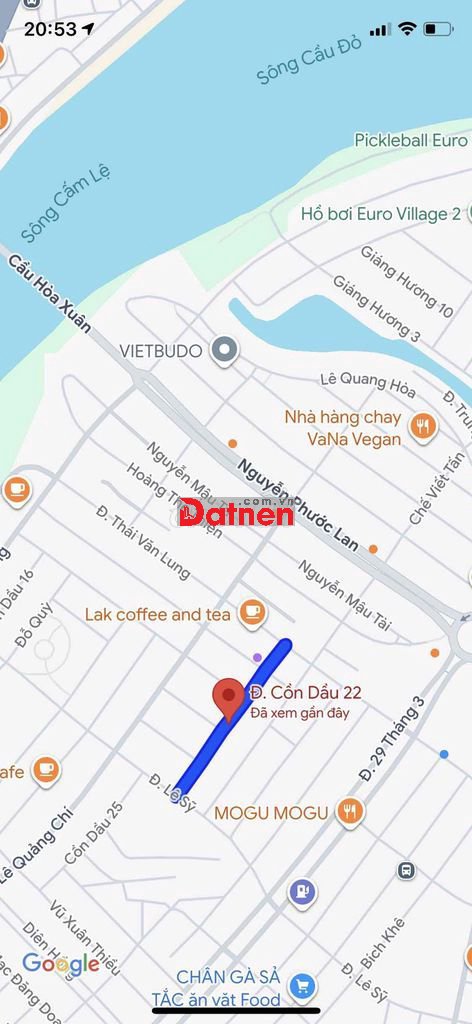 Bán đất mặt tiền đường 7m5 Cồn Dầu 22, Gần cầu Hòa Xuân, DT 100m2