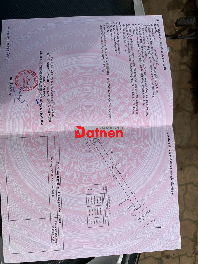 Cần bán đất chính chủ 2 Mặt Tiền 240m2 Đỗ Đăng Tuyển Củ Chi