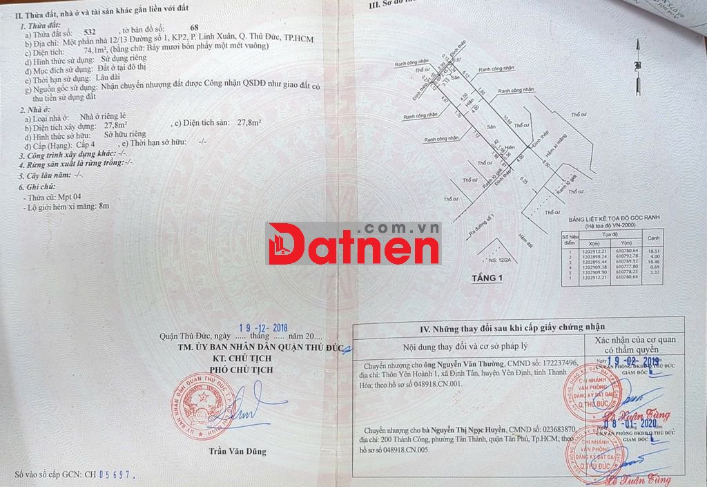 CẦN BÁN ĐẤT CHỈNH CHỦ 74MET ĐƯỜNG SỐ 1 LINH xuân giá 4.65 TỶ