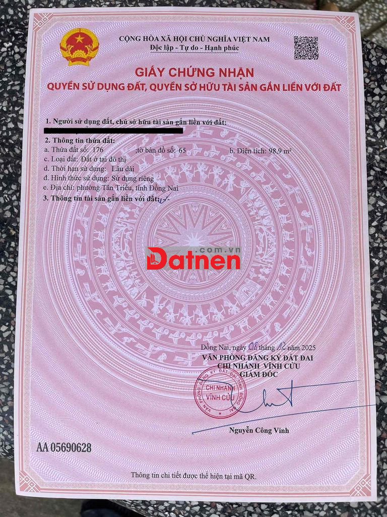 CẦN BÁN GẤP LÔ ĐẤT NGANG 6m8 SỔ RIÊNG FULL THỔ CƯ