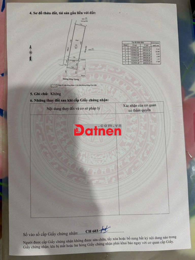 Đất Thổ cư DT cấp sổ 90,7m2 1032 Hùng Vương, P. Nhơn Phú, TP. Quy Nhơn