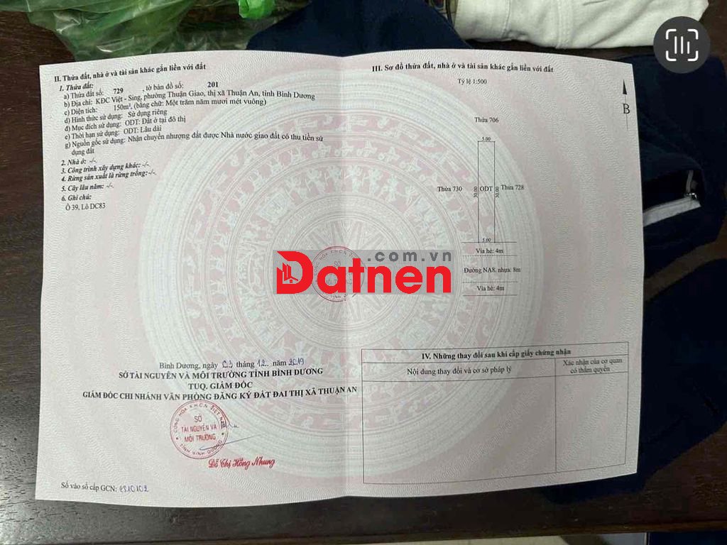 cần bán lô đất kdc vietsing dt 150m2 full thổ cư