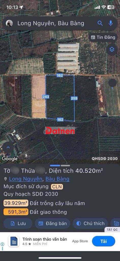 🔥CHỈ 1,1 TRIỆU/M² | 4HA | 3 MẶT TIỀN 405M | LONG NGUYÊN – BÀU BÀNG