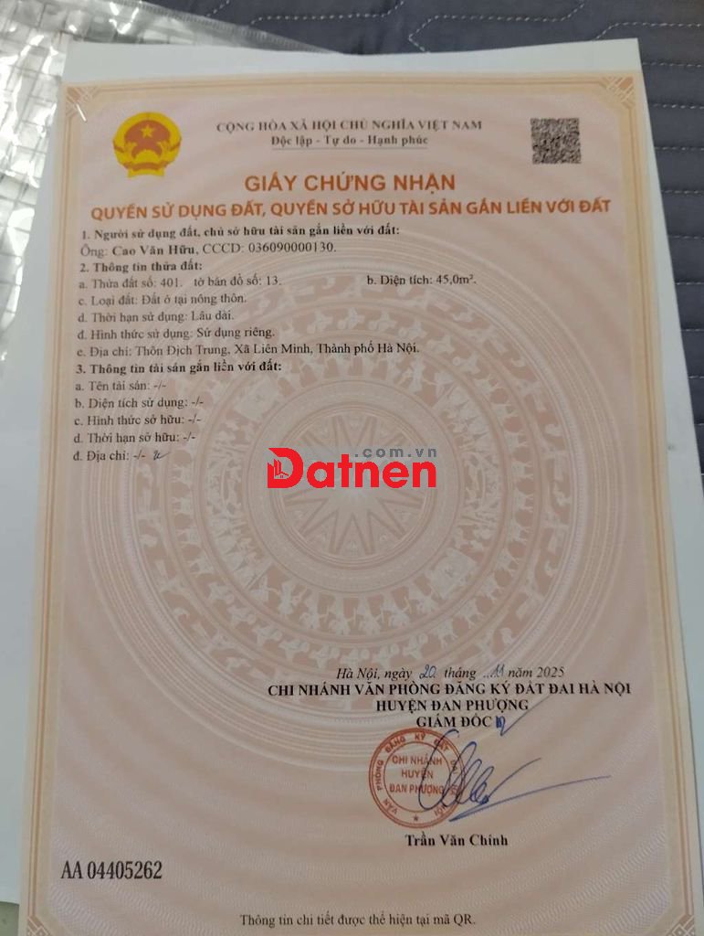 Bán đất thổ cư chính chủ