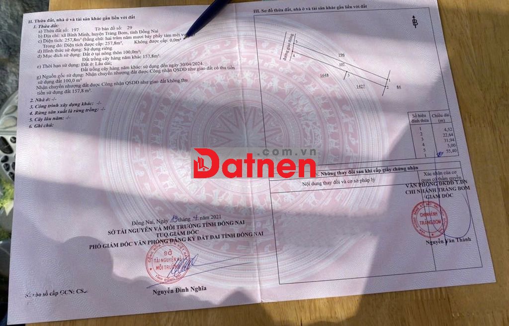 CHÍNH CHỦ BÁN ĐẤT GẦN KHU TÁI ĐỊNH CƯ XÃ BÌNH MINH 5mx50m CHỈ 1TY7