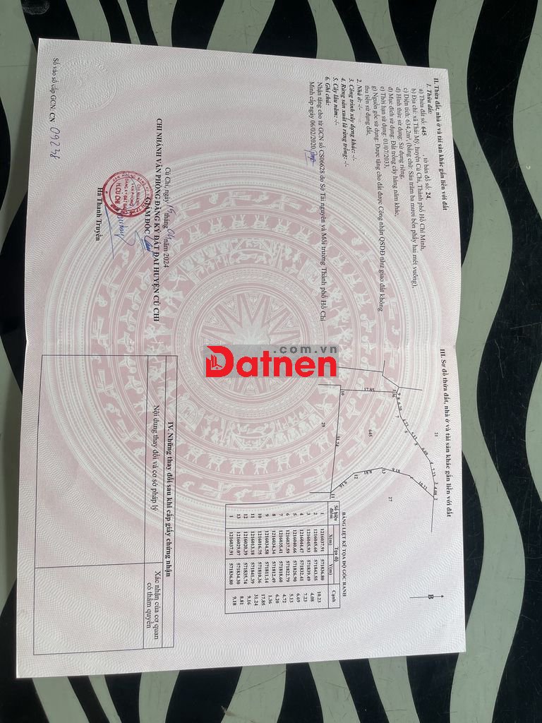 ĐẤT TRỒNG CÂY THÁI MỸ DIỆN TÍCH 634,2M2 CỦ CHI