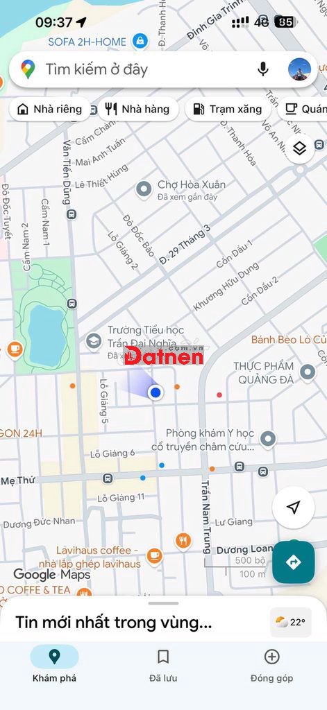 Bán đất đường 7.5m Hoàng Đình Ái, gần chợ Hoà Xuân, vị trí kd sầm uất