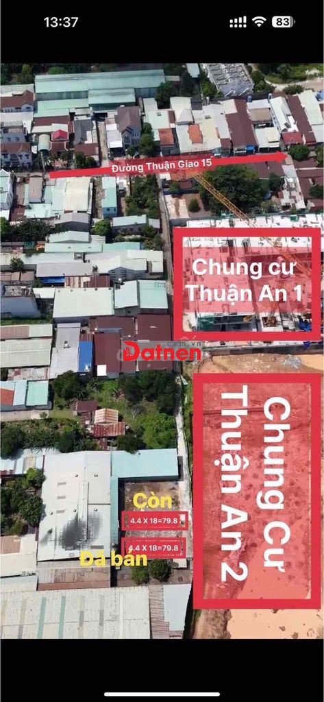 BÁN GẤP LÔ ĐẤT ĐỐI DIỆN CHUNG CƯ THUẬN GIAO BÌNH DƯƠNG