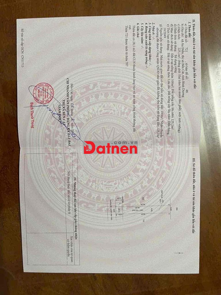 đất phường an điền 1/ dt 748