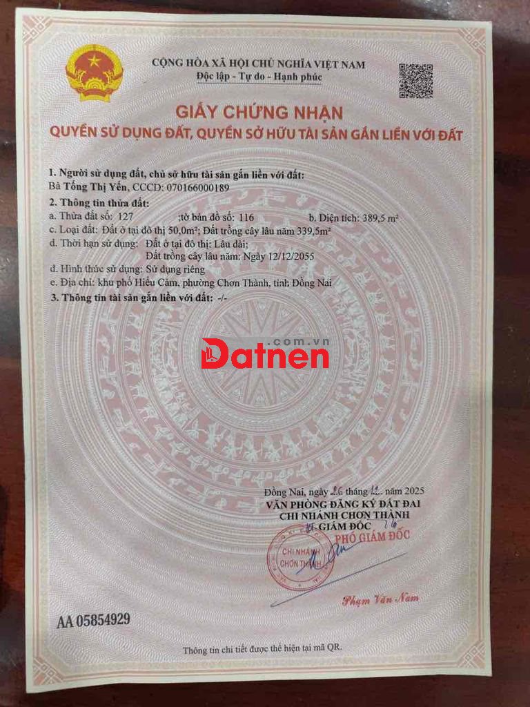 Đất mặt tiền đường lộ 9m