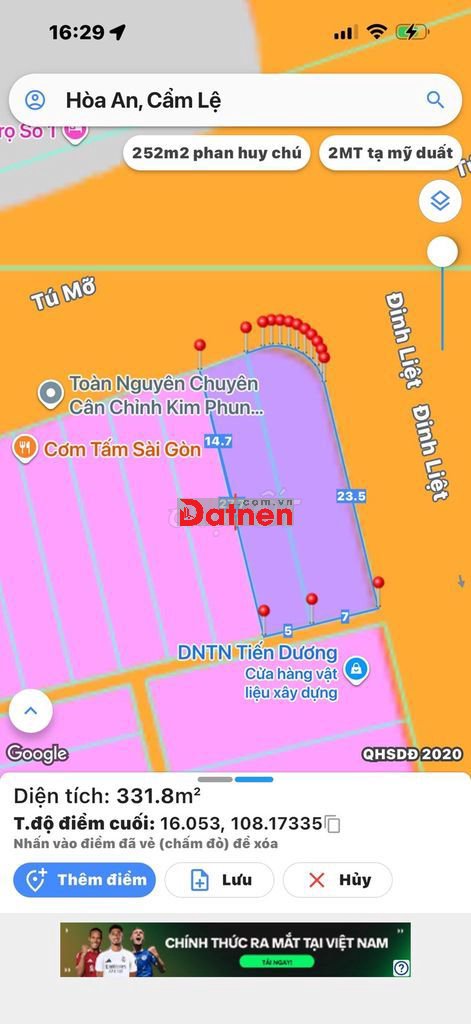 🔴💥Bán đất LÔ GÓC 2 mặt tiền đường 10,5 Tú Mở & Đinh Liệt