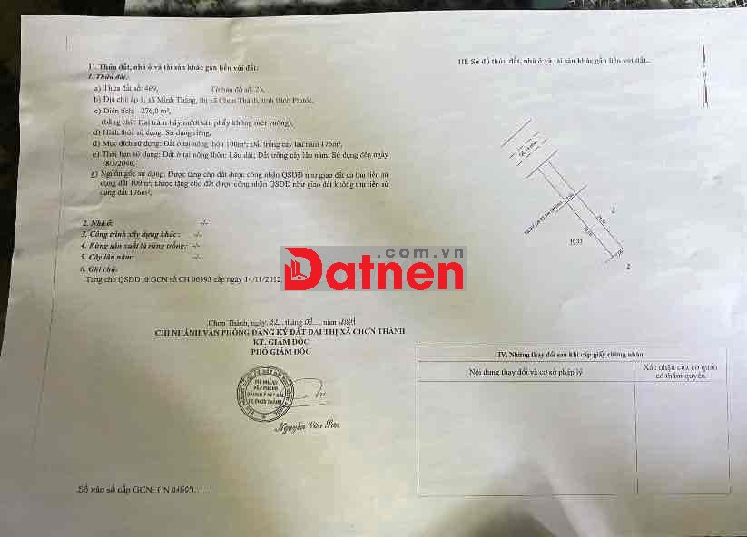 Đất mặt đường Ấp 1 Ming Thắng