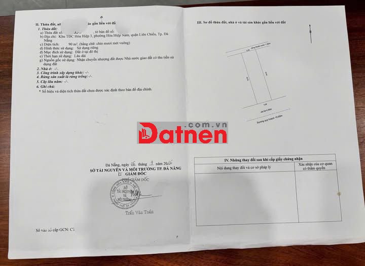 Bán đất MT đương 10,5 KhuTĐC Hoà Hiệp 3,gần Nguyễn Tất Thành nối dài .