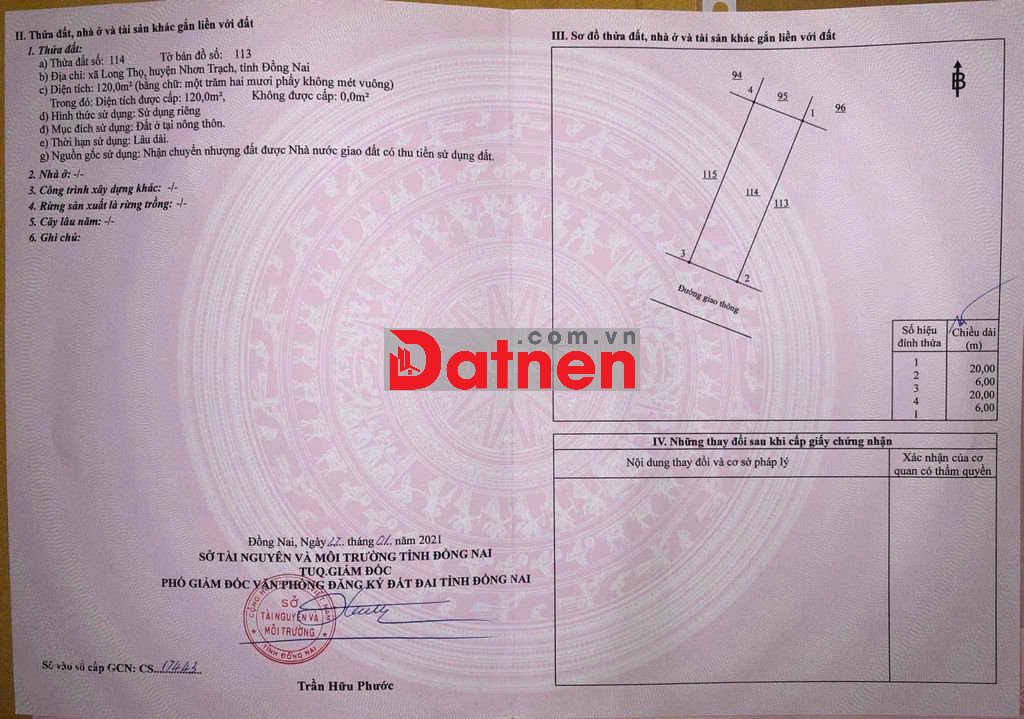 Chủ cần bán gấp lô đất Hud diện tích 120m2 giá chỉ 1,79 ti