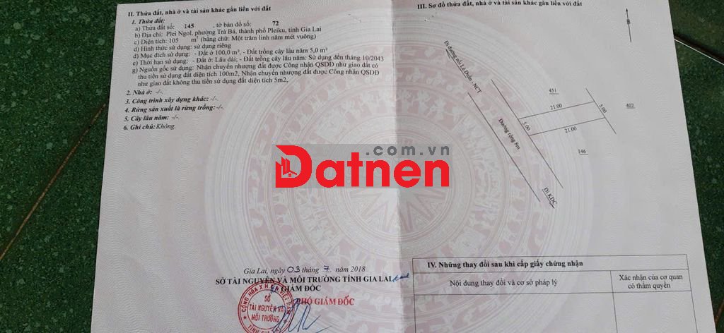 Chính chủ bán đất nền tại Plei Ngol, Phường Trà Bá cũ, Gia Lai