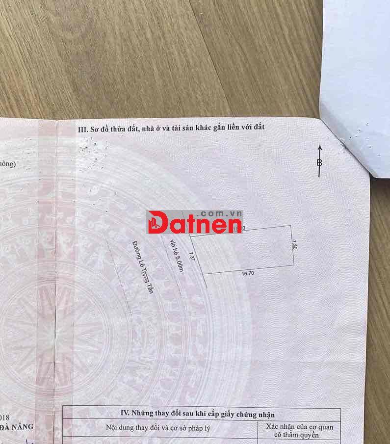 Bán MT LÊ TRỌNG TẤN 126m2 ngang 7m phường AN KHÊ