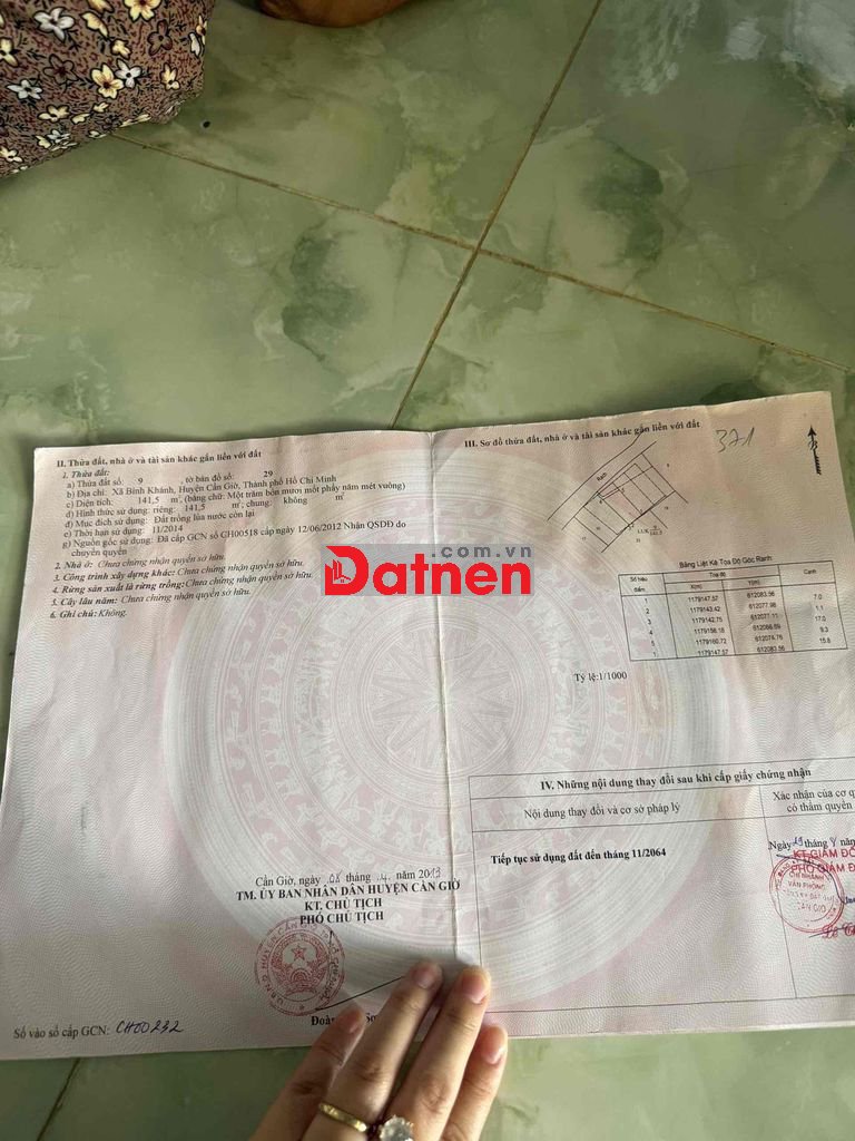 Bán đất nền Xã Bình Khánh 8,1x21m