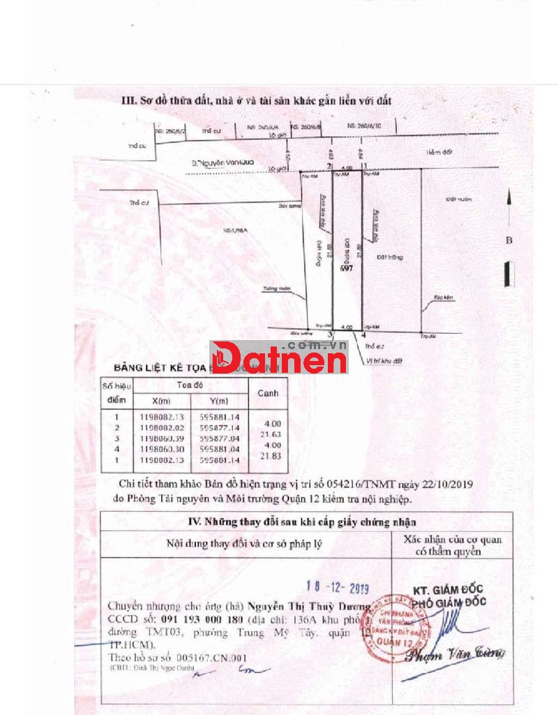 Bán đất đẹp. Nguyễn Văn quá. 4 x 21m. Giá 5 tỷ