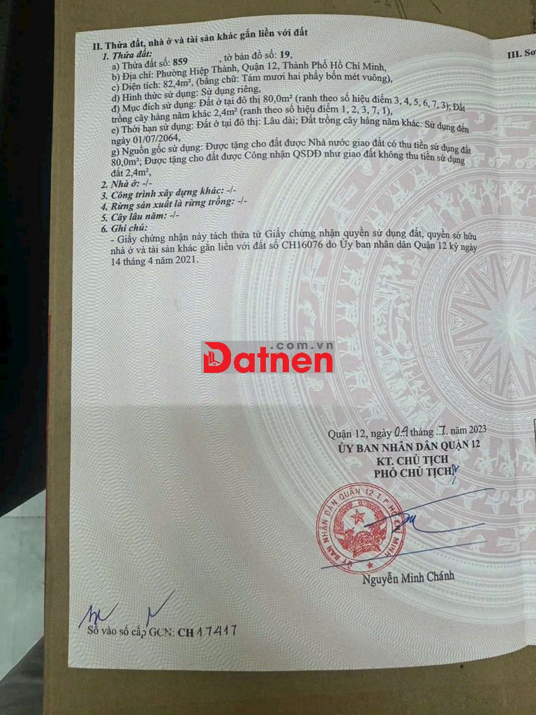 ĐẤT MẶT TIỀN KINH DOANH HT17, DT:82m2, SỔ HỒNG RIÊNG,CHỈ 6.8 TỶ