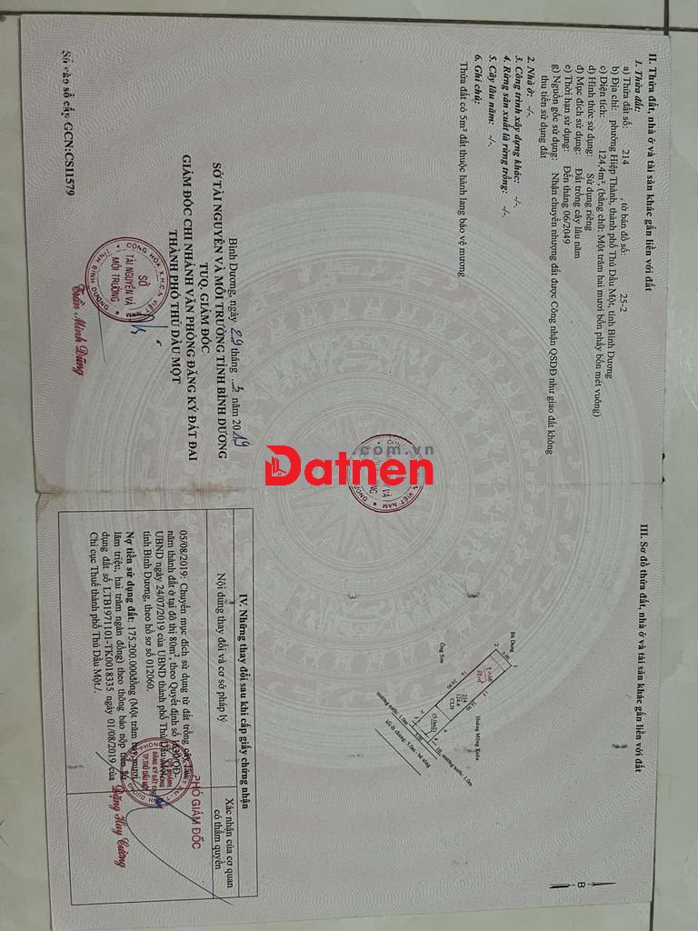 Chính chủ sổ đỏ, 5x25, 80m2 thổ cư, trung tâm TDM