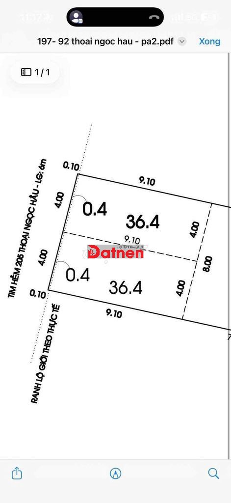 Hẻm 8m Thoại Ngọc Hầu. Giá 4.95 tỷ/ Lô