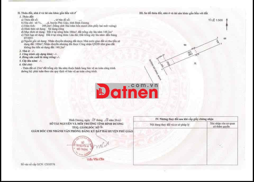 Chính chủ bán gấp 250m2 đất TP HCM mới(BD cũ) SHR