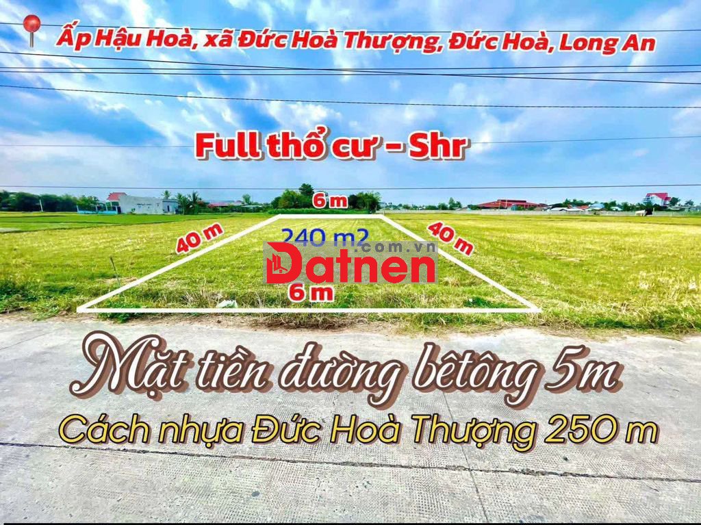 bán lô đất mt bê tông 6m cách đường Đức Hòa Thượng, Đức Hòa long an cũ