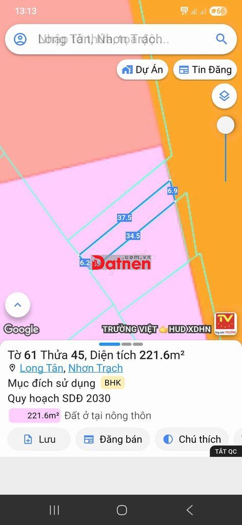 Cần bán gấp lô đất ở nhơn trạch, giá 4,5tỷ (thương lượng)