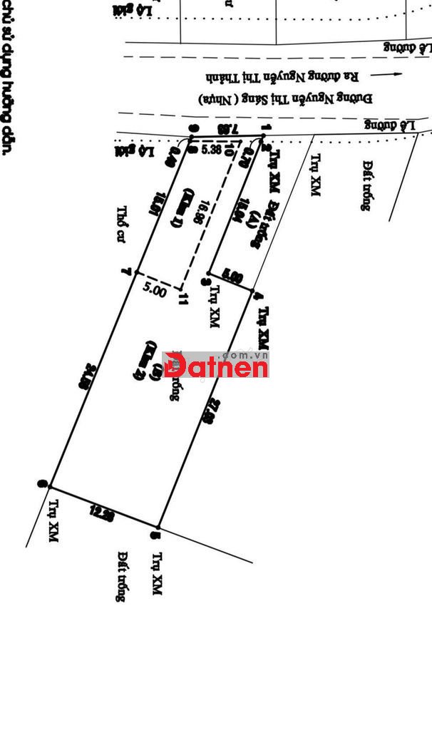 Đất 7,20 x 40 (nở hậu: 12,28m - CN: 431,8m2) Mặt tiền Nguyễn Thị Sáng