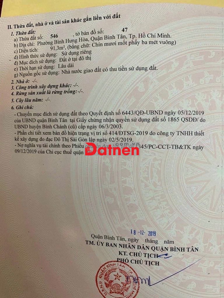 CHÍNH CHỦ BÁN ĐẤT Ở, HẼM 5M (XT) PHẠM ĐĂNG GIẢNG, P.BHH , Q.BT 4,3 TỶ