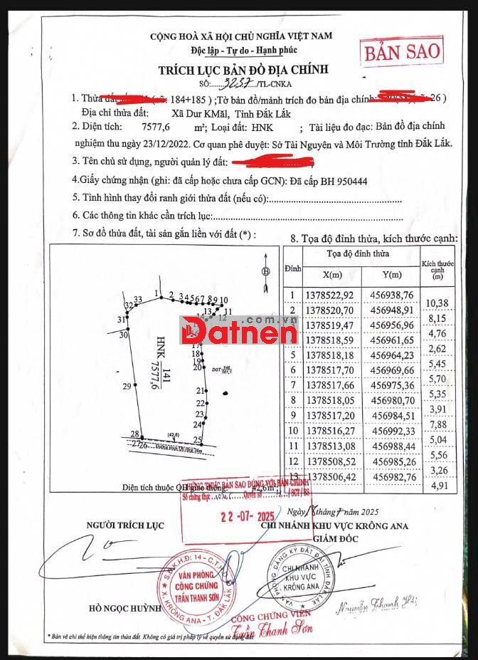 BÁN ĐẤT MẶT TIỀN 52M