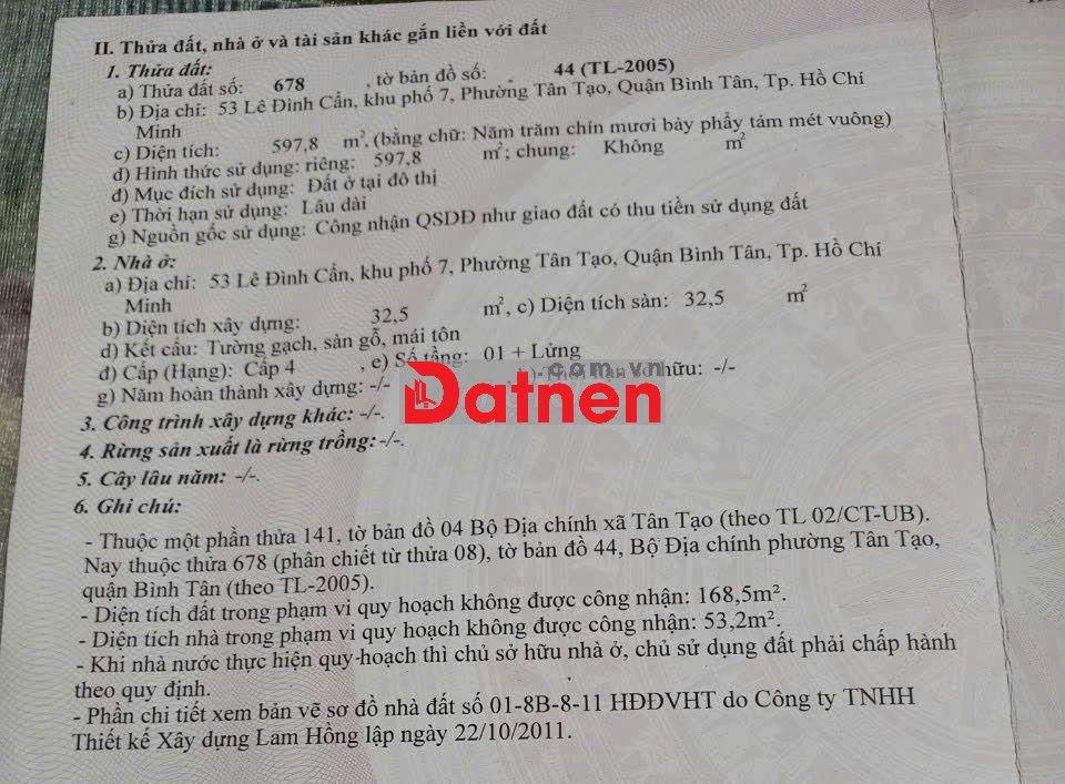 Giảm ngay 10ty (S=848m2 - Nở hậu) MT đường Lê Đình Cẩn - Sổ hồng riêng