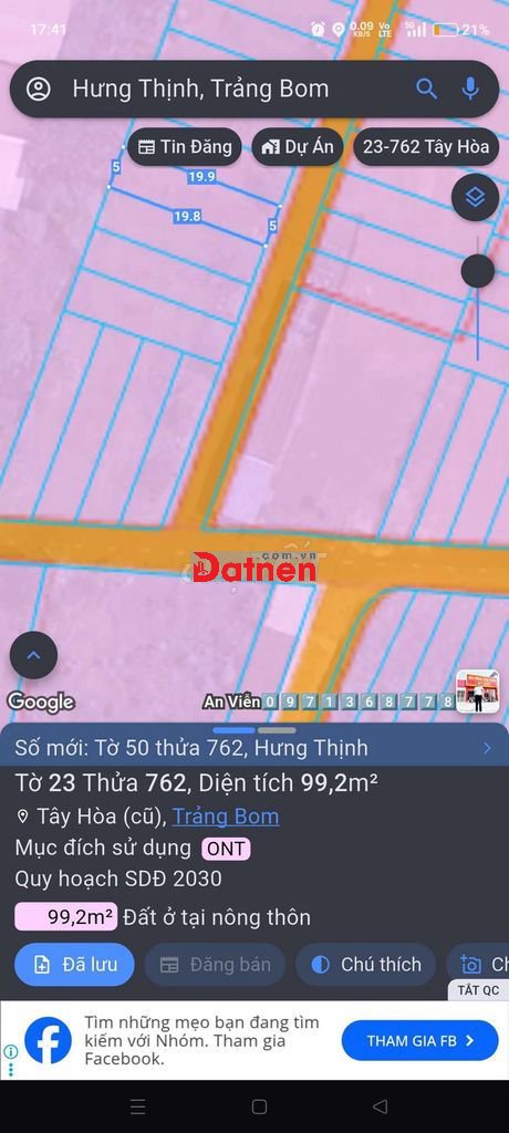 Cần tiền trả NH bán miếng đất