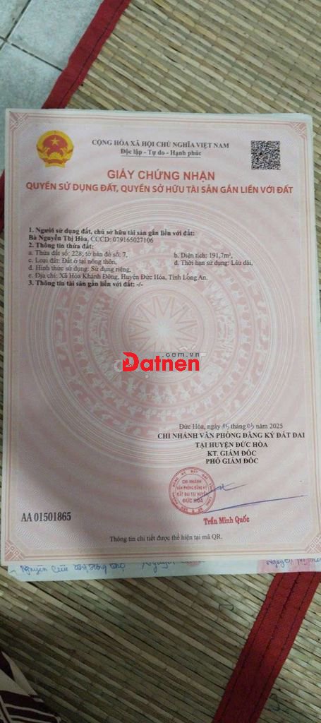 Cần bán 191,7 đất thổ Đức Hòa Long An