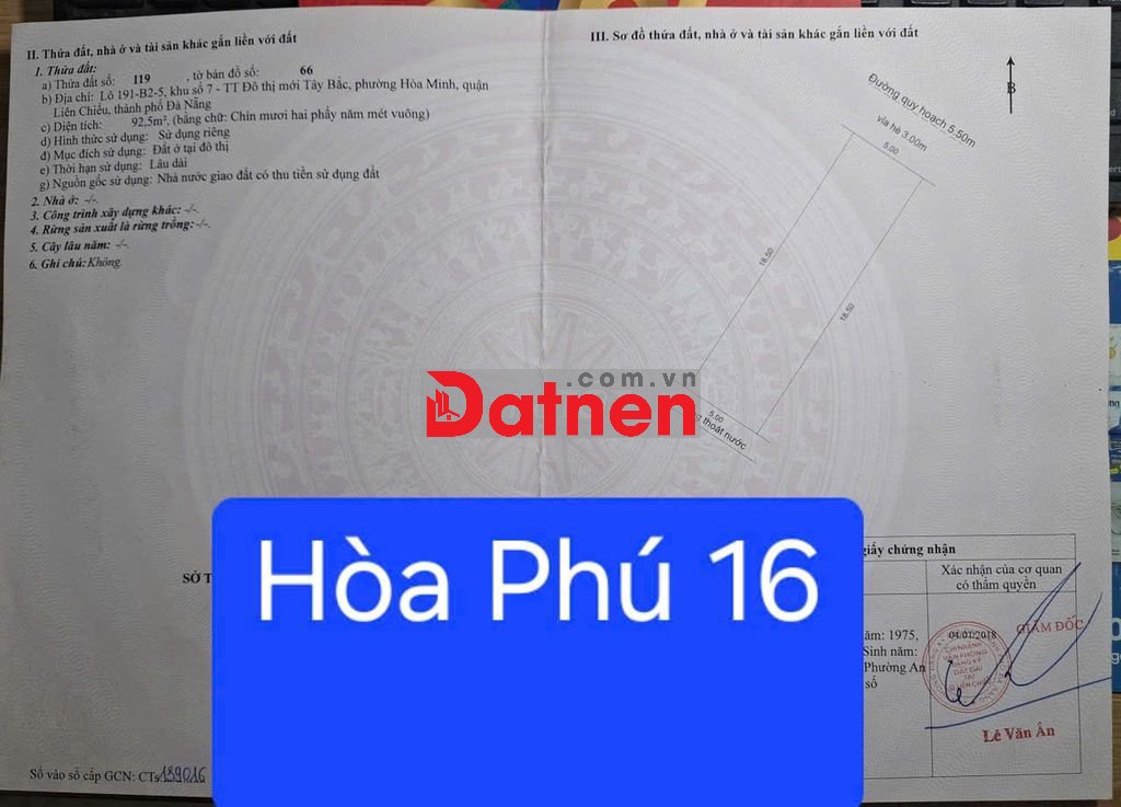 🔴Bán đất đẹp mặt tiền đường Hoà Phú 16 (Gò Nãy 4 cũ), vị trí sát Tô