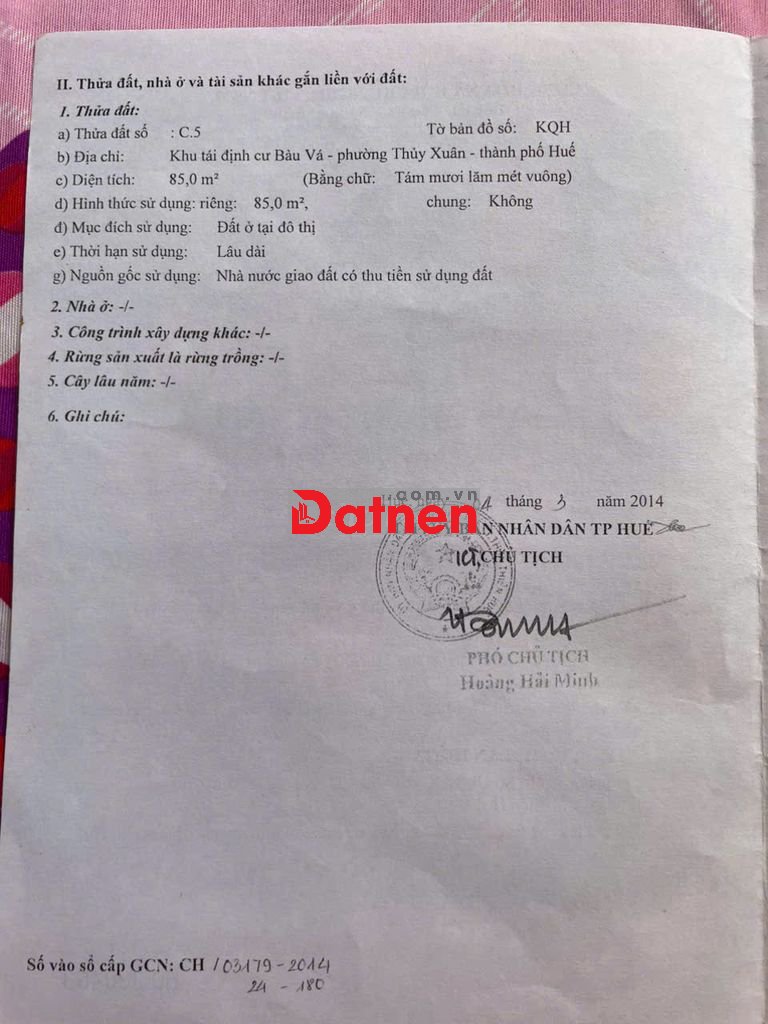 Bán đất khu TDC Bàu Vá