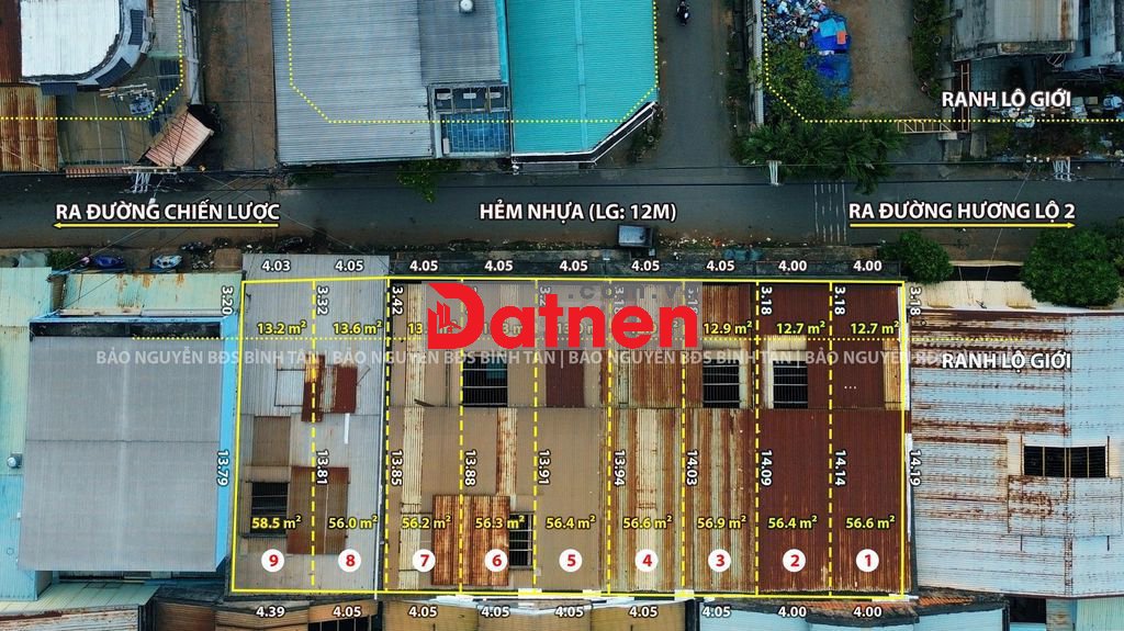 Bán Đất Phân Lô Bình Tân 9 Lô 72m2 Đường Hương Lộ 2 Gần Tên Lửa 5,3 Tỷ