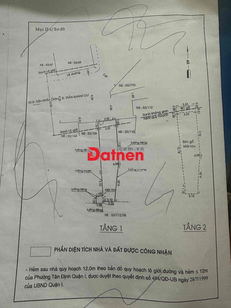 cần bán đất mặt tiền quận 1 ( trần khánh dư )