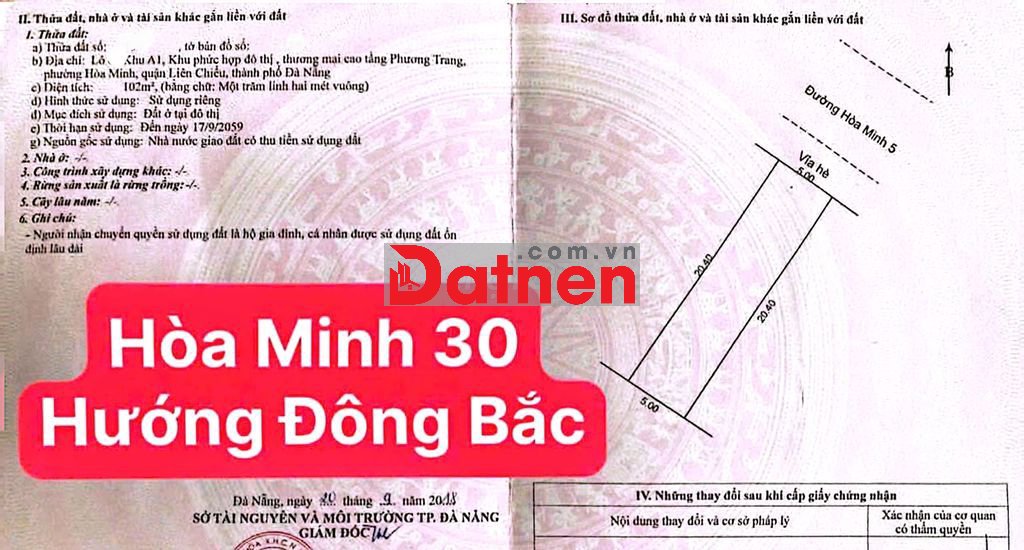 🔴💥Bán đất đường Hòa Minh 30 - Khu A1 Phương Trang