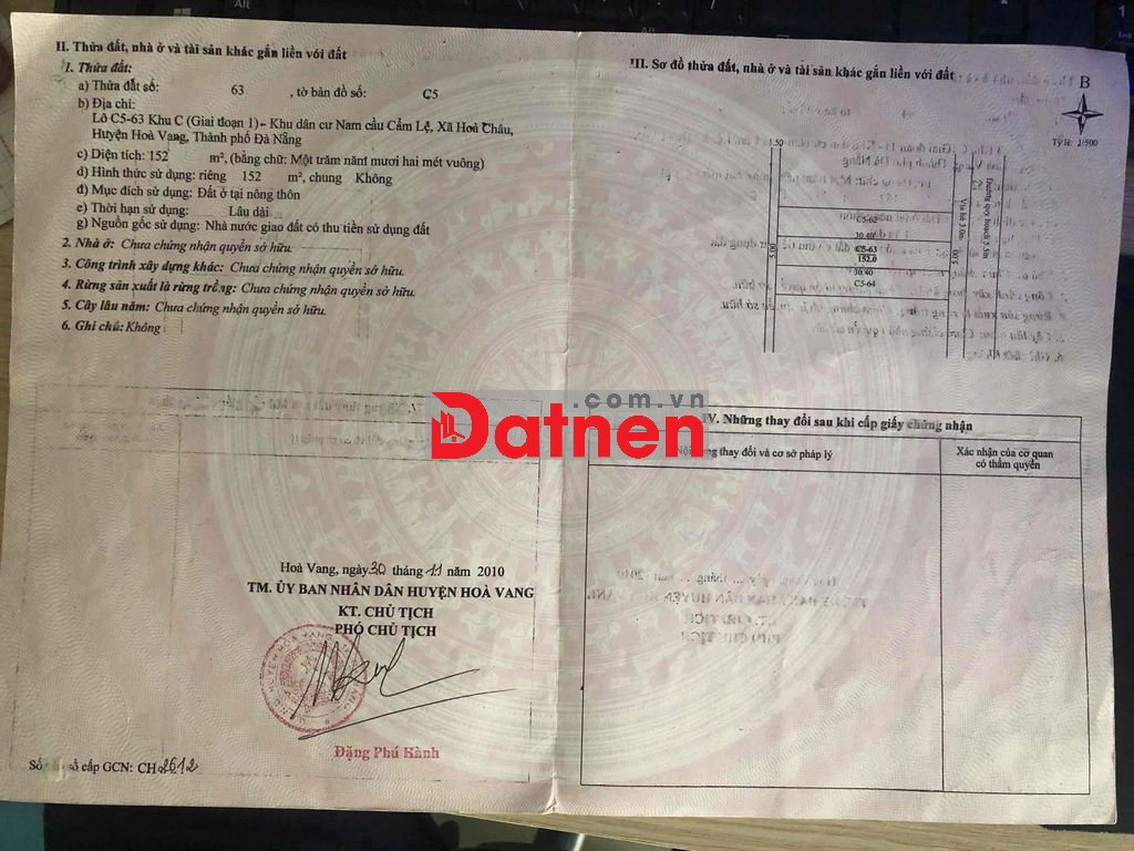 Bán nhanh 152m2 đất Đô Đốc Tuyết, đối diện công viên Hòa Xuân, Đà Nẵng