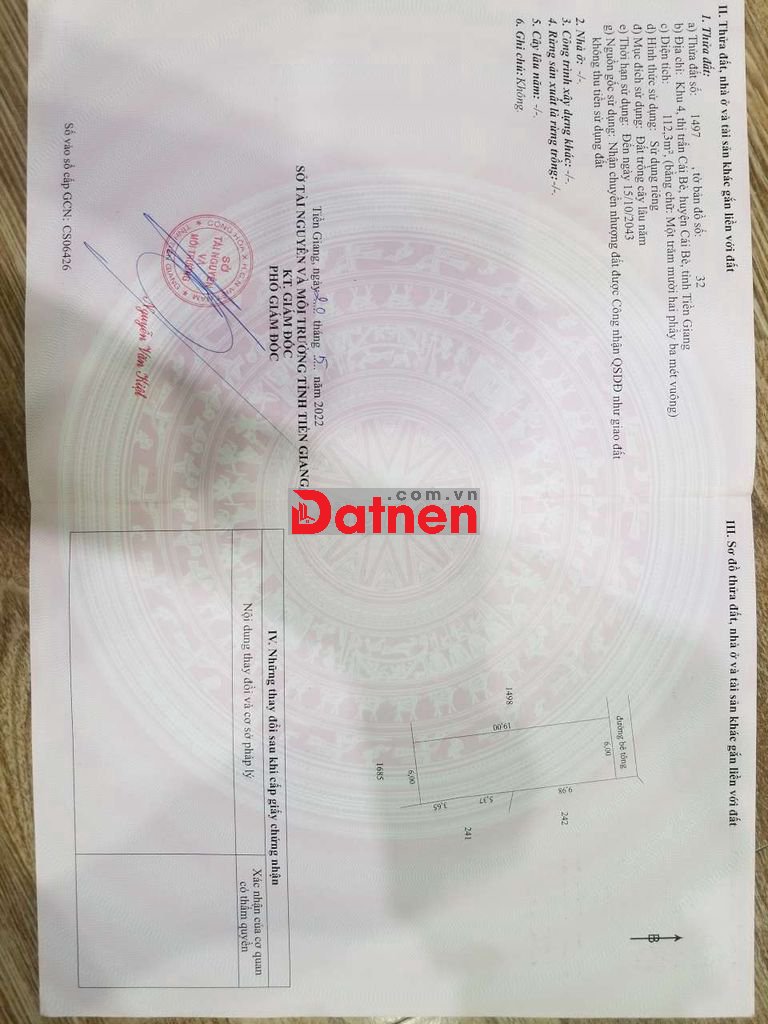 NỀN 6x19 KHU 4, TT.CÁI BÈ