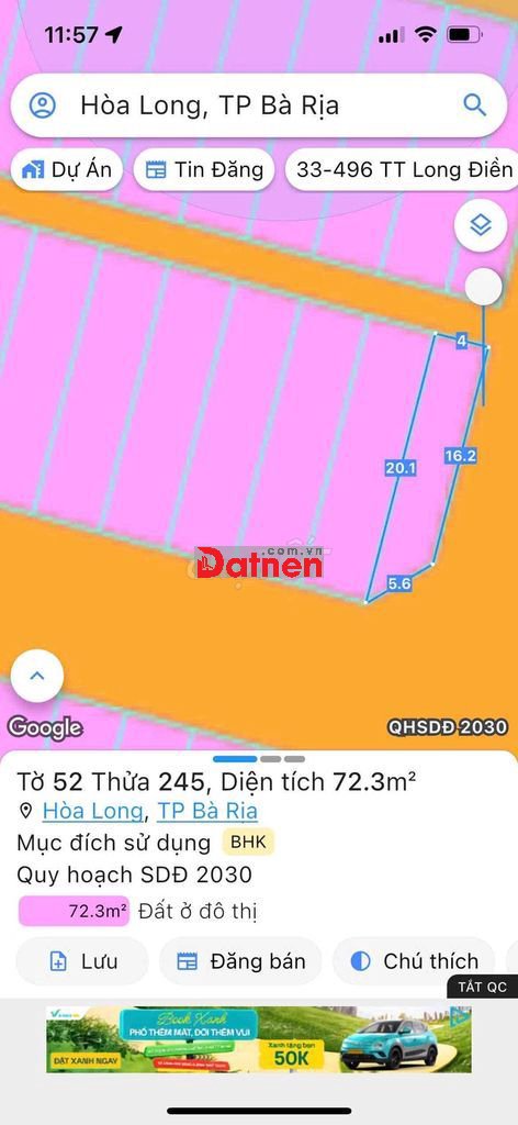 Bán Lô Góc 2 mặt tiền Lan Anh 2 Hoà Long Bà Rịa gần KCN Sonadezi .