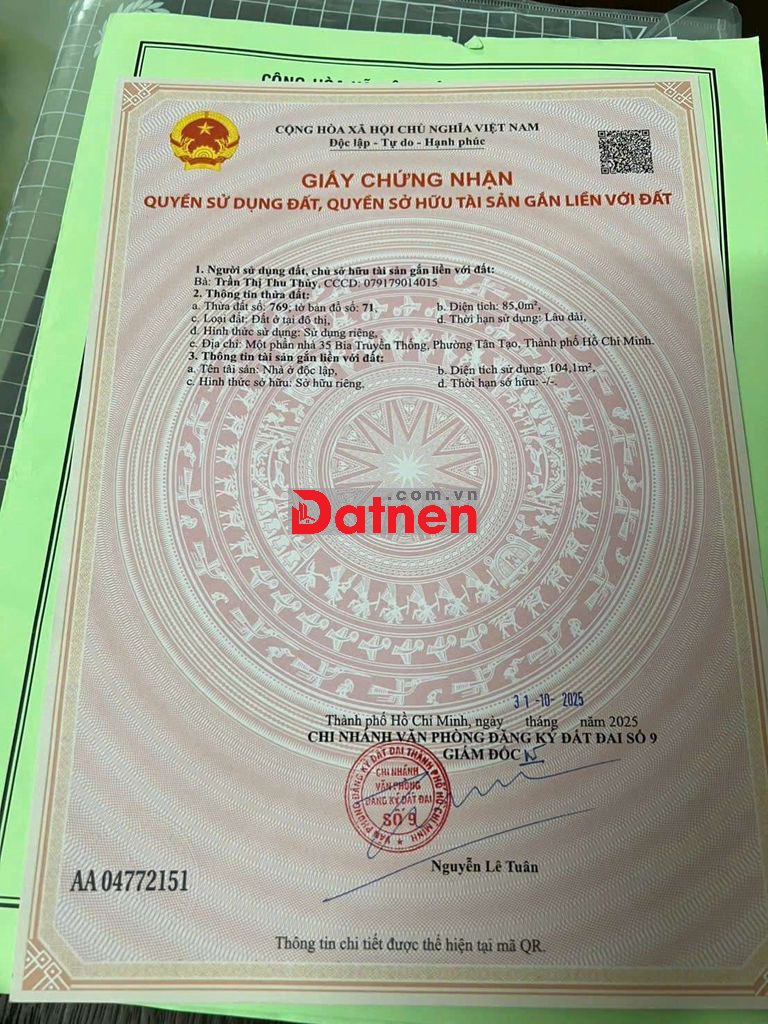 Đất 2 mặt tiền trước sau, tiện ở kinh doanh đường Bia Truyền Thống