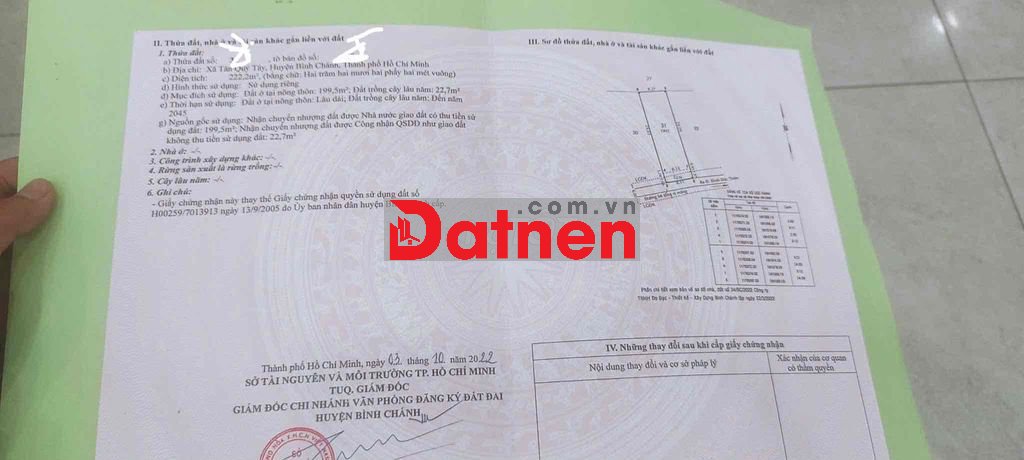 Bán Đất Xã Tân Quý Tây Xã Bình Chánh Cách Đường Đinh Đức Thiện 300M
