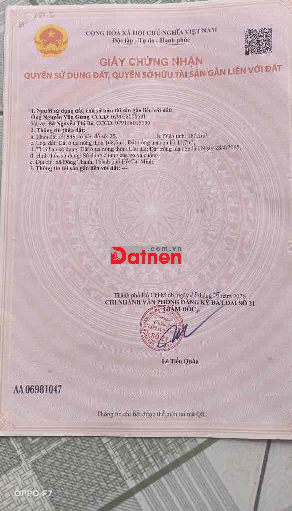 Đất gần chợ Đông Thạnh xe hơi thông