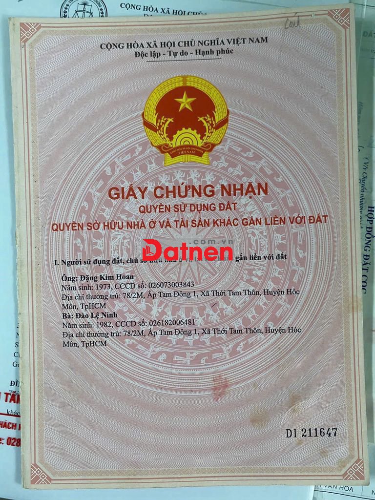 Cần bán đất thổ cư Kề cận Khu CN Đông Nam Củ Chi