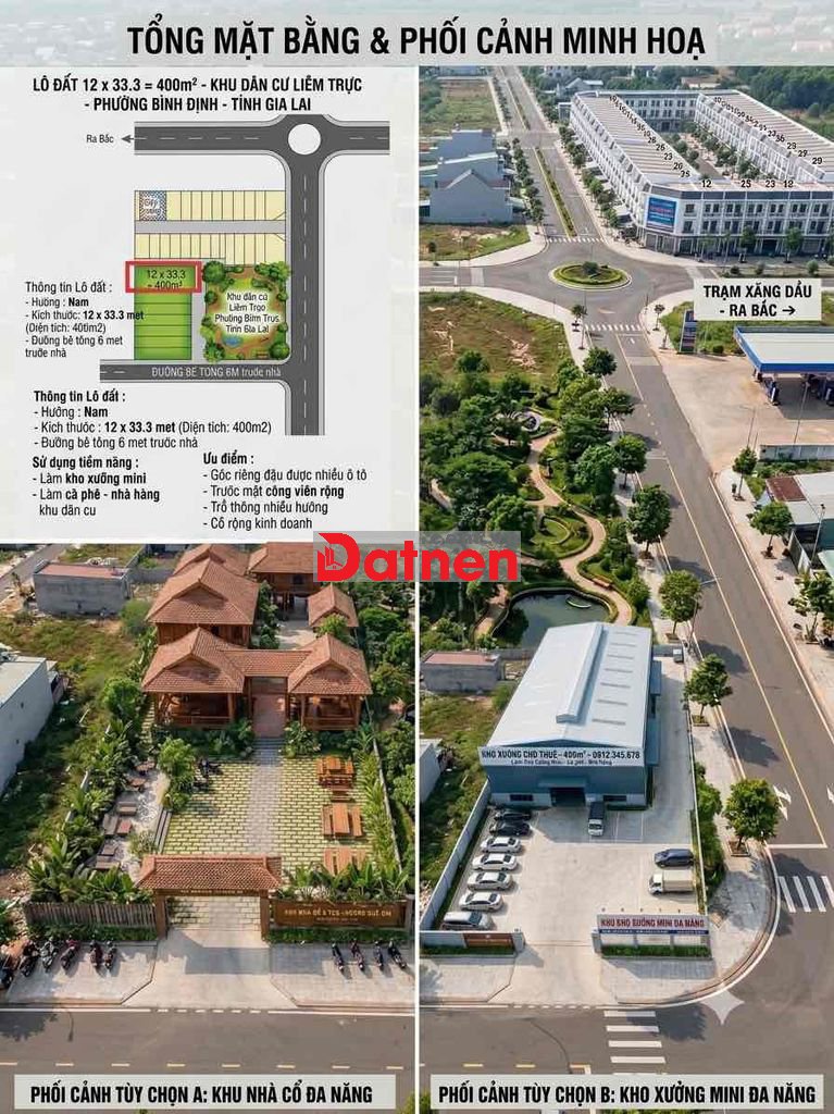 lô đất 12 x 33.3 - 400m2 xây kho mini - nhà hàng cà phê
