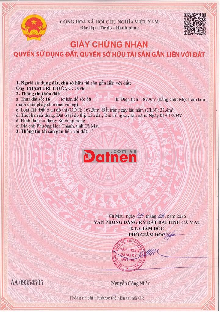 CẦN TIỀN BÁN GẤP ĐẤT THỔ CƯ NỘI Ô - GIÁ 1,5 TỶ (ĐẾN CÔNG CHỨNG)