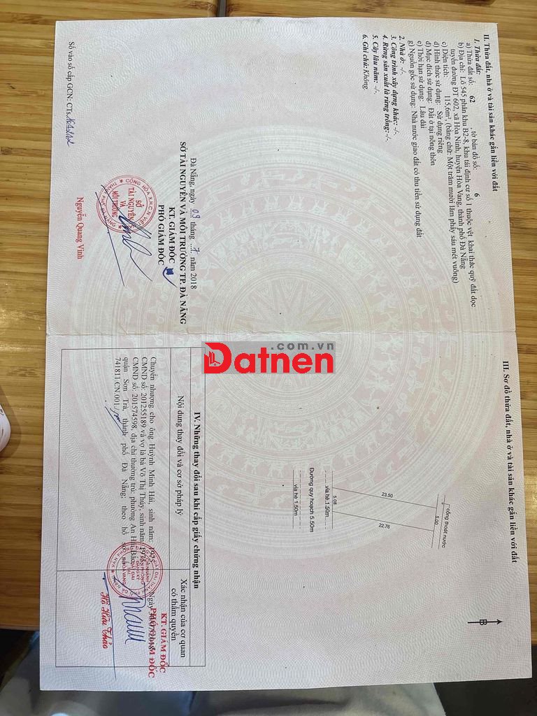 bán đất tdc hoà ninh 1 dt 115m